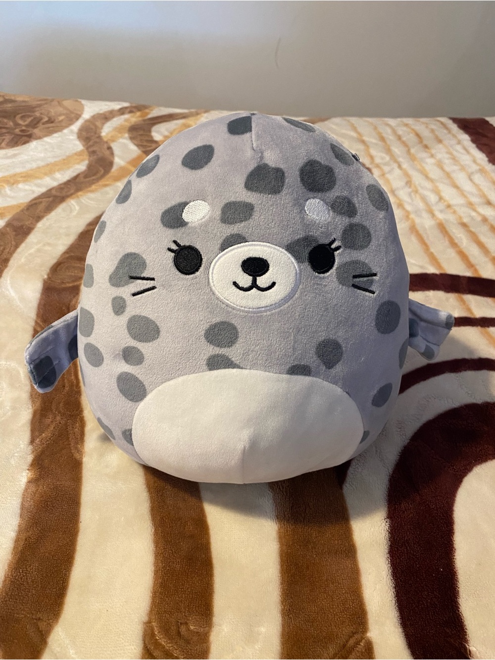 Gray Spotted Plush Squishmallow Seal Stuffed Animal